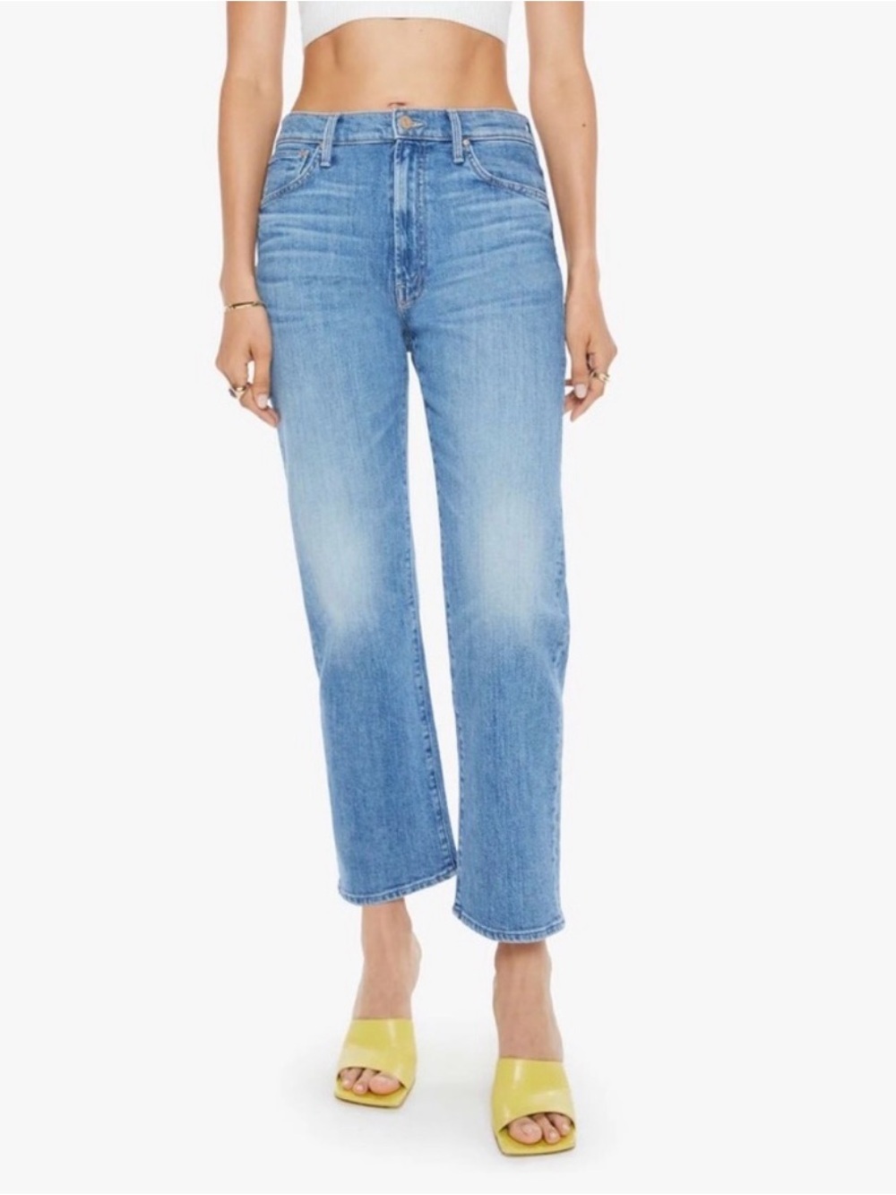 MOTHER Straight Leg Jeans in Light Blue Wash